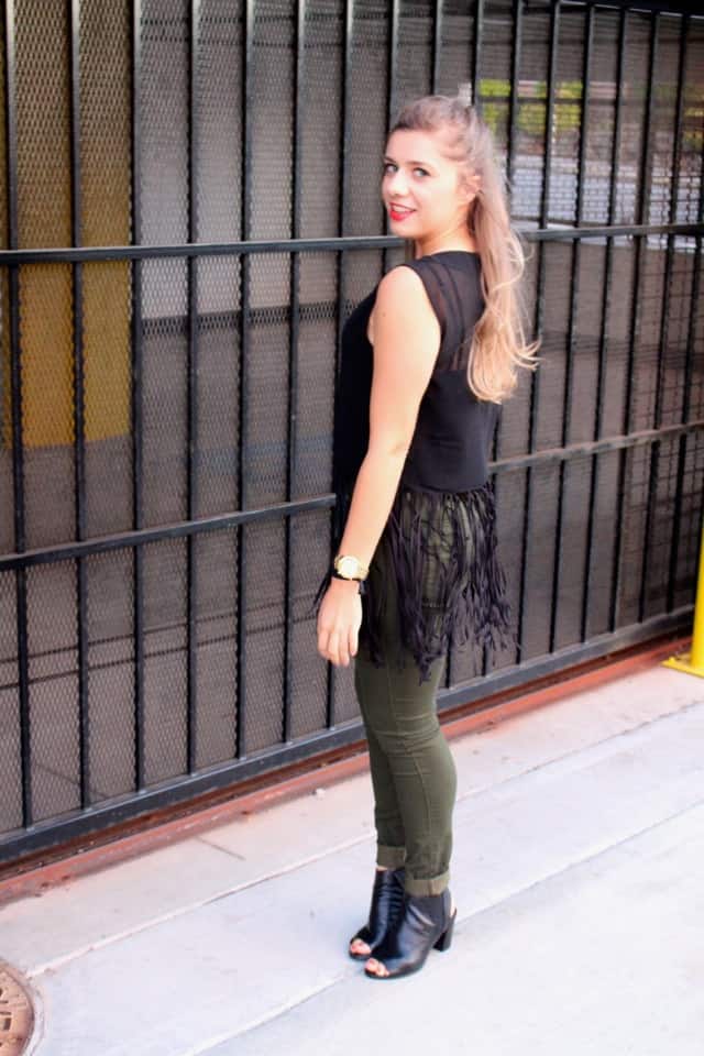 fringe - olive - leggings - denim leggings - jeggings - H&M