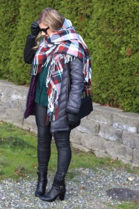 bundle up for winter and still look good - leather leggings - blanket scarf